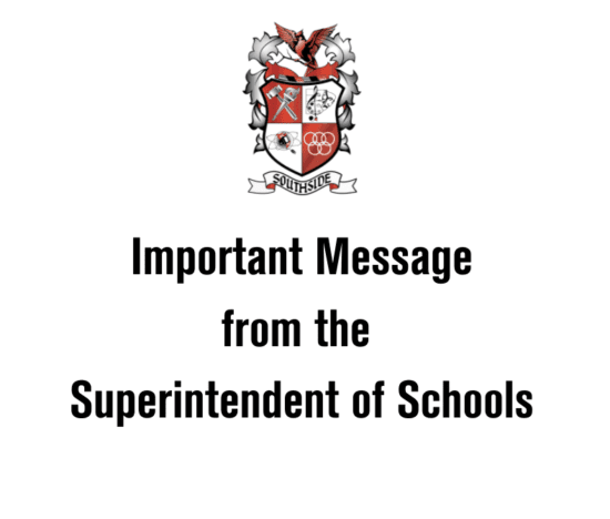 Message from superintendent
